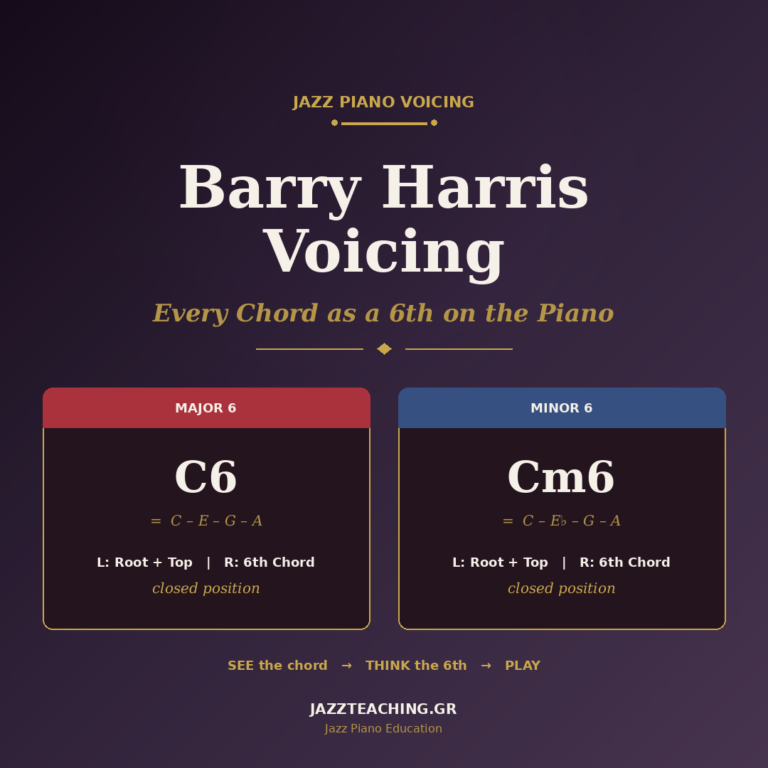 Barry Harris Voicing — Every Chord as a 6th Chord on Jazz Piano