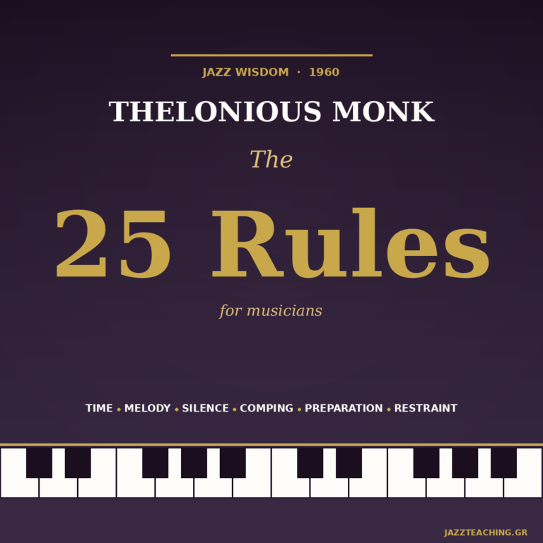 Thelonious Monk advice for musicians — 25 rules from Steve Lacy's 1960 list